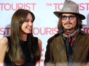 Angelina Jolie és Johnny Depp amerikai színészek Az utazó (The Tourist) című filmjük bemutatóján Berlinben 2010. december 14-én