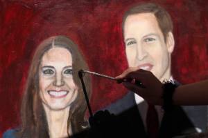 Egy mexikói diáklány festménye Vilmos brit hercegről és menyasszonyáról, Kate Middletonról Mexikóvárosban 2011. február 18-á Egy mexikói diáklány festménye Vilmos brit hercegről és menyasszonyáról, Kate Middletonról Mexikóvárosban 2011. február 18-á