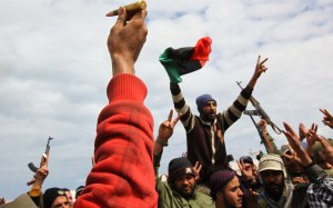 Kadhafi ellenes tüntetők Líbiában 2011. március 10-én Kadhafi ellenes tüntetők Líbiában 2011. március 10-én