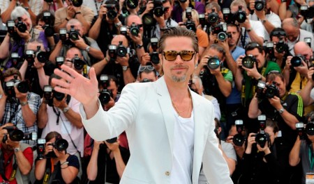 Brad Pitt amerikai színész a The Tree of Life című filmje bemutatóján a 64. Cannes-i Nemzetközi Filmfesztiválon 2011. május 16-án
