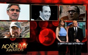 Jennifer Lawrence amerikai színésznő és Tom Sherak, az Amerikai Filmakadémia elnöke bejelenti az Oscar-díjra jelölt férfi színészek nevét Los Angelesben 2012. január 24-én