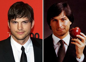 Ashton Kutcher amerikai színész és Steve Jobs, az Apple vezérigazgatójának fiatalkori képe