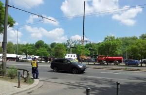 A Good Day to Die Hard című ötödik Die Hard-film egyik kisebb jelenetének felvétele a budapesti 56-osok terén 2012. május 8-án (Fotó: Mészáros Márton)