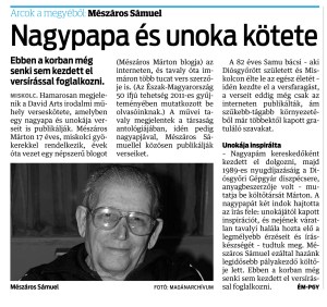 Észak-Magyarországban megjelent cikk nagyapámról, Mészáros Sámuelről (2012.07.04)
