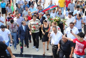 Az azeri baltás gyilkosként elhíresült Ramil Safarov Bakuban 2012. augusztus 31-én