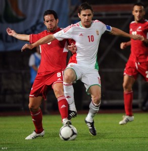 Gera Zoltán a 2014-es labdarúgó-világbajnokság D-csoportjának Andorra – Magyarország selejtező mérkőzésén az Andorra La Vellában  2012. szeptember 7-én