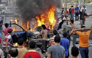 USA ellenes tüntetés Egyiptom fővárosában, Kairóban 2012. szeptember 15-én