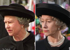 II. Erzsébet brit királynő Diana hercegnő 1997-es temetésén és Helen Mirren Oscar-díjas brit színésznő A királynő című film egyik jelenetében 2006-ban
