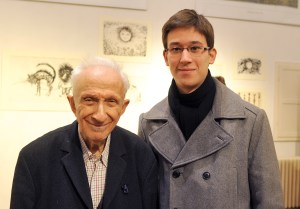 Gross Arnold Kossuth-díjas grafikusművésszel a budapesti Medence Szalonban 2012. november 28-án