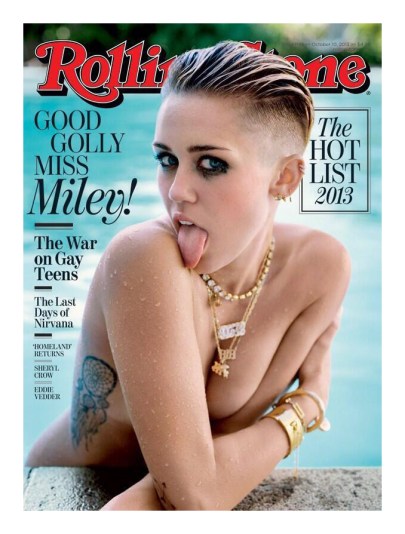 Miley Cyrus amerikai énekesnő a Rolling Stone amerikai zenei magazin 2013 októberi címlapján