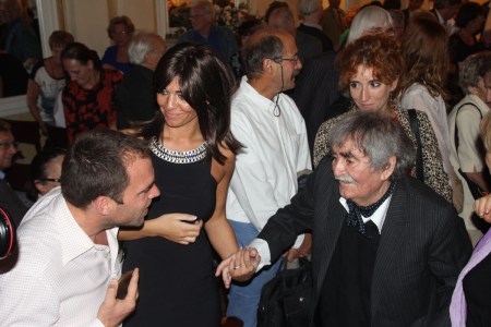 Juhász Anna és édesapja, Juhász Ferenc Kossuth-díjas költő a Petőfi Irodalmi Múzeumban 2013. szeptember 10-én, ahol a költőt 85. születésnapja alkalmából köszöntötték