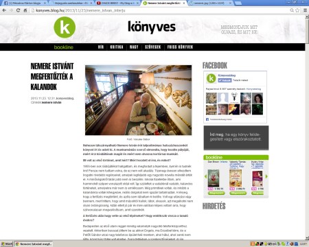 A Könyvesblogon jelent meg a Nemere Istvánnal készített interjúm