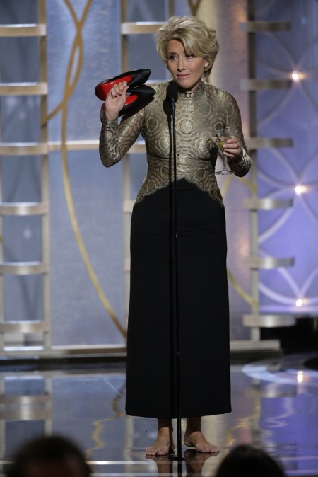 Emma Thompson brit színésznő a 71. alkalommal odaítélt Golden Globe-díjak átadási ünnepségén Los Angelesben 2014. január 12-én