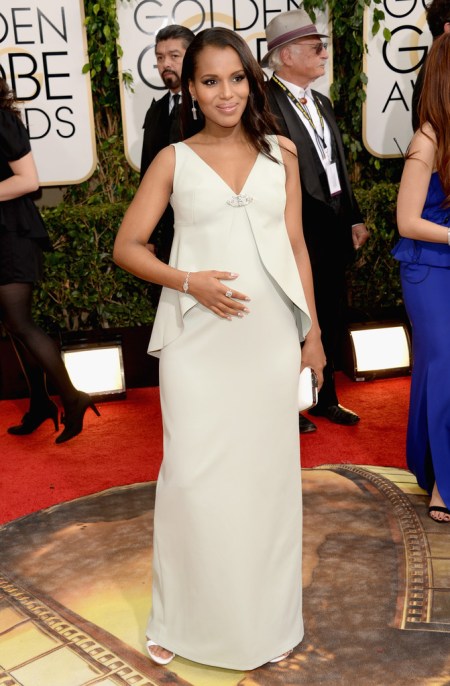Kerry Washington amerikai színésznő a 71. alkalommal odaítélt Golden Globe-díjak átadási ünnepségén Los Angelesben 2014. január 12-én