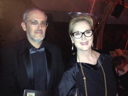 Szász János magyar filmrendező és Meryl Streep Oscar-díjas amerikai színésznő Los Angelesben 2014. január 12-én (Forrás: Facebook/Szász János)