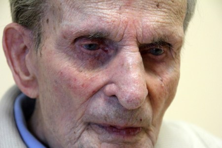 A 110 éves Gallai Rezső, Magyarország legidősebb férfija Győrben 2014. január 19-én (Fotó: Mészáros Márton)